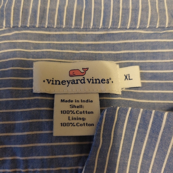 Vineyard Vines Ruffled Blue and White Sleeveless Blouse - Picture 2 of 3